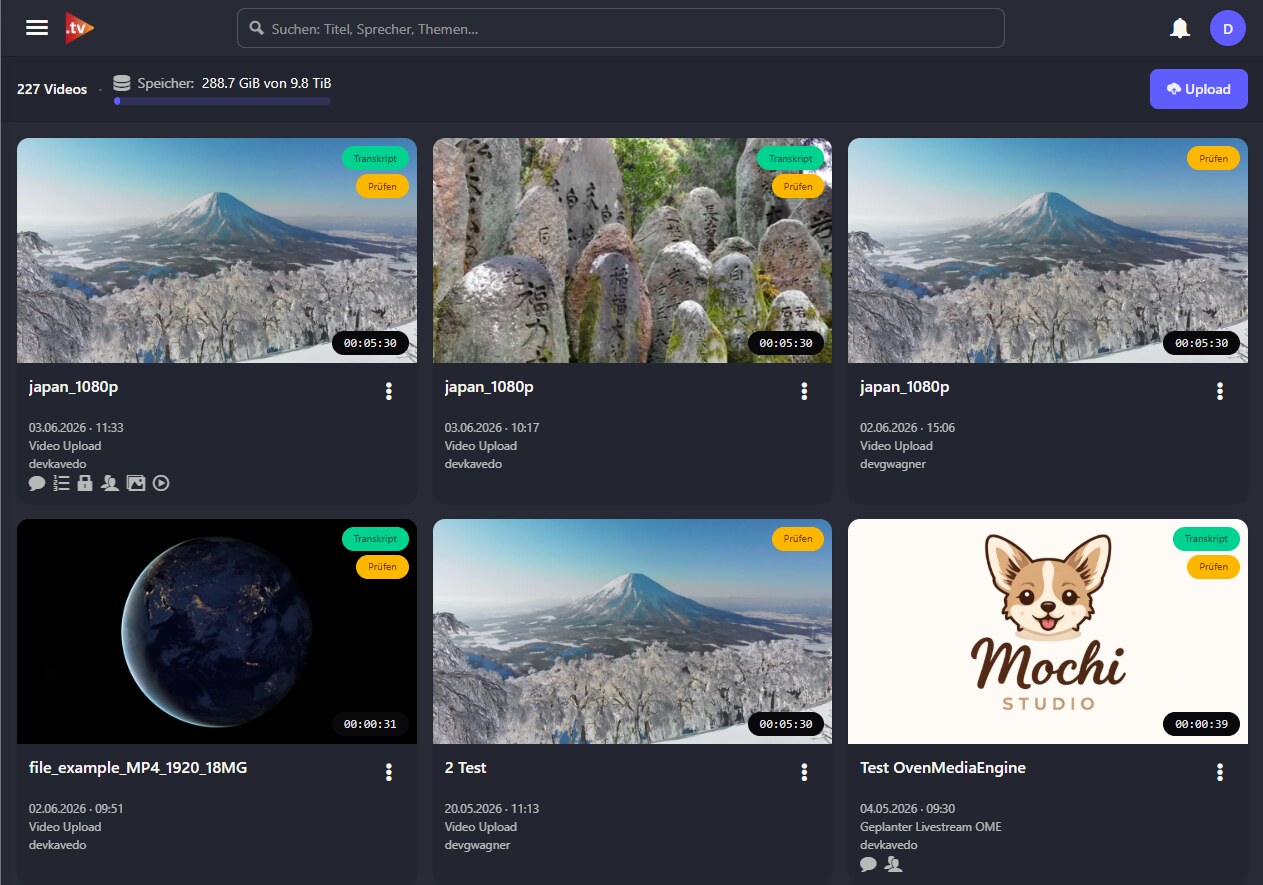 YourVideoArchiv: Video-Archiv im Dark-Mode mit gespeicherten Aufzeichnungen